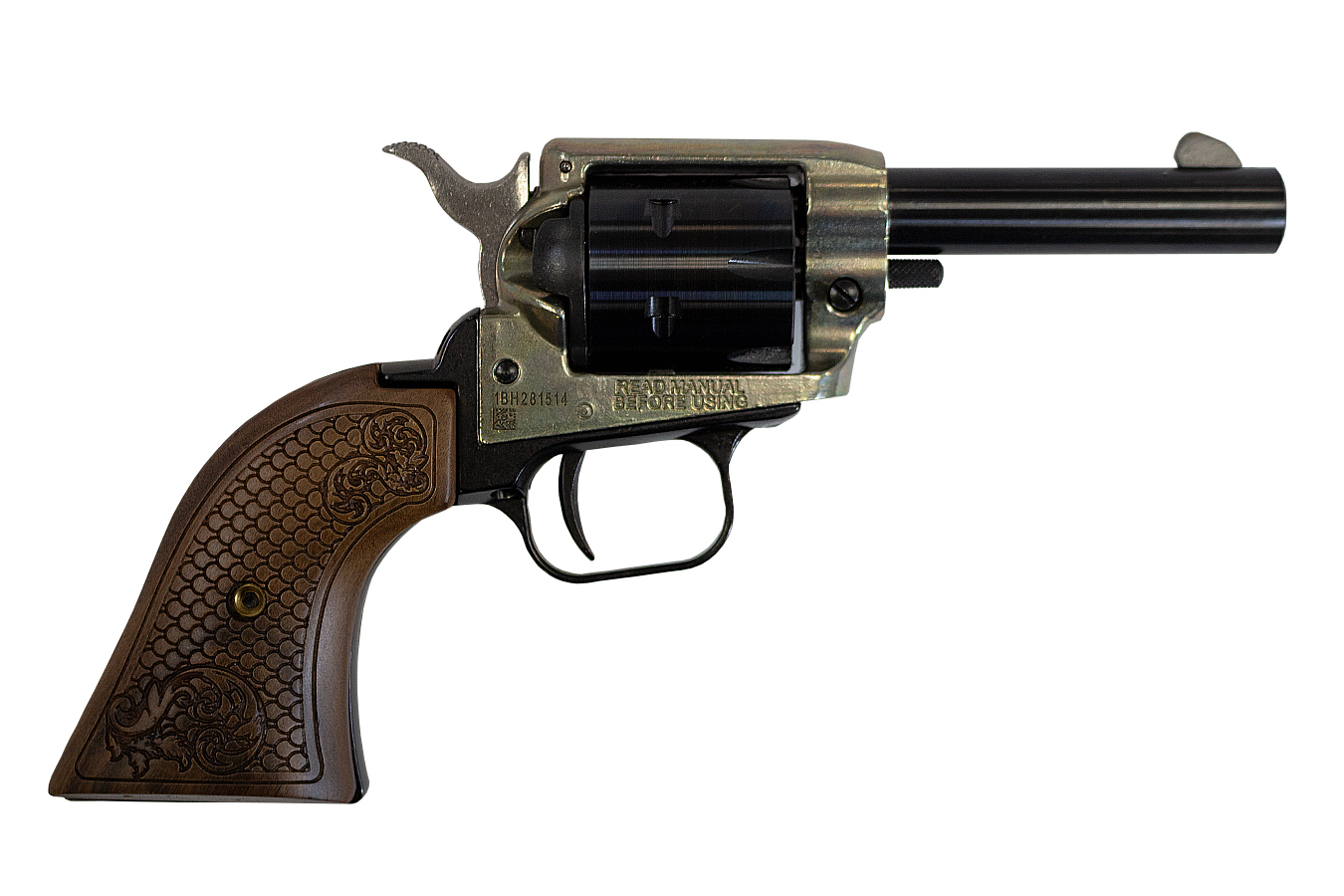 Barkeep 22 LR Revolver with Custom Scroll Wood Grip and 3 Inch Barrel
