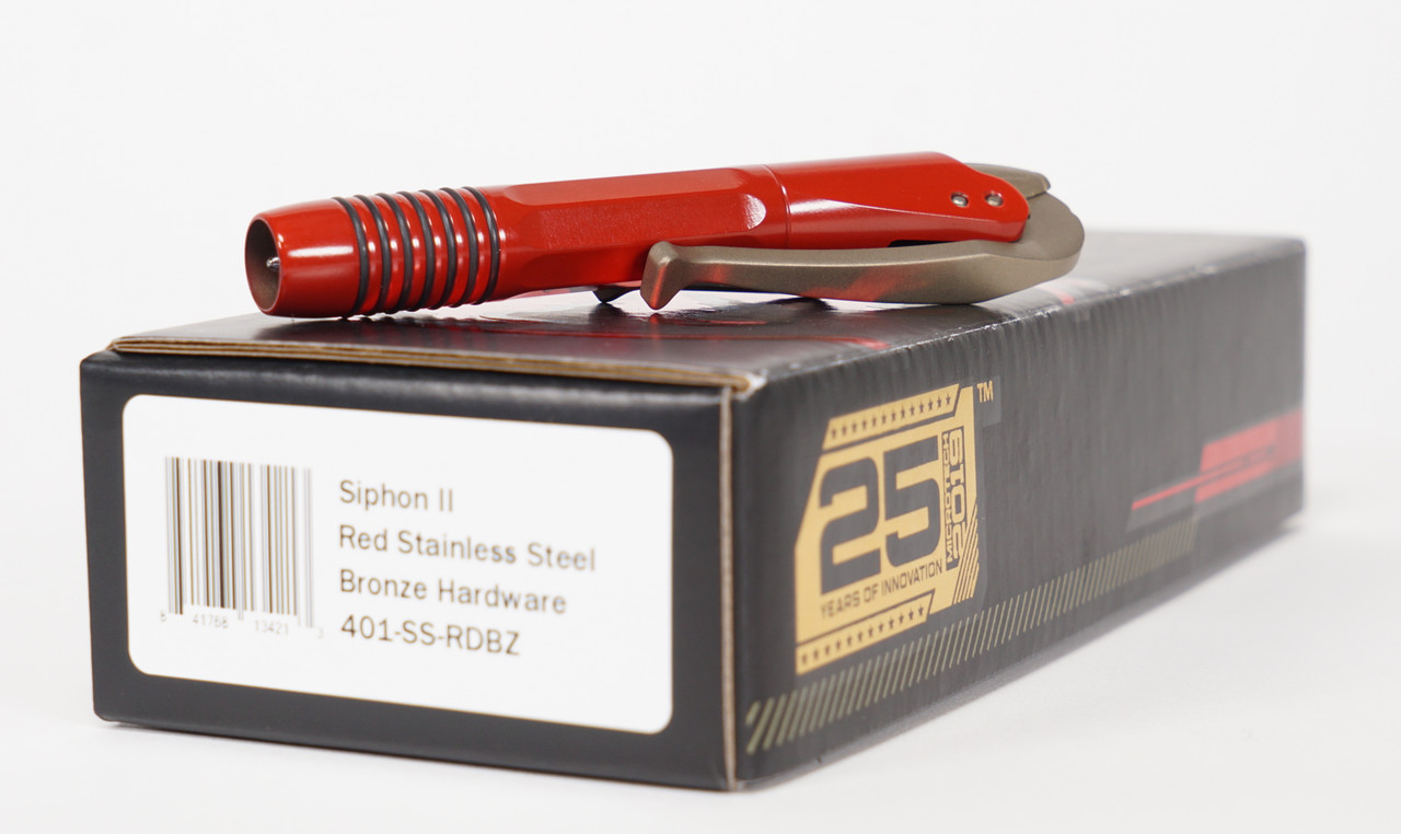 Microtech Siphon II Red Stainless Steel w/Bronze Hardware