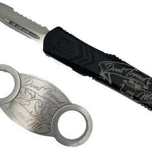 CobraTec FS-X "Dont Tread On Me" OTF Knife - 2.75" Serrated Drop Point w/ Cigar Cutter