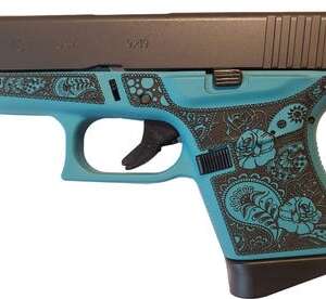 Glock 43 Tiffany Blue 9mm 3.4" Barrel 6-Rounds Engraved Frame