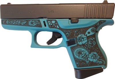 Glock 43 Tiffany Blue 9mm 3.4" Barrel 6-Rounds Engraved Frame