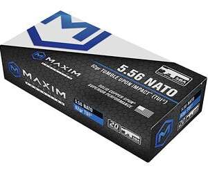 Maxim Defense Industries Short Barrel Ammunition Brass 5.56 NATO 62-Grain 20-Rounds SC