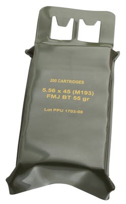 PPU M193 Mil-Spec Battle Pack Brass 5.56 Nato 200-Rounds 55 Grain FMJ Boat Tail