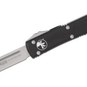 Microtech UT OTF Stonewashed Plain Blade, Black Alum Handles