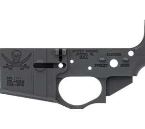 Spikes Tactical AR-15 Forged Stripped Lower Receiver Aluminum Jolly Roger Pirate Logo Black
