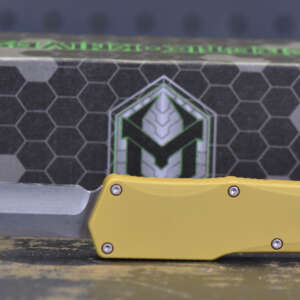 Heretic Knives Cleric Clip Point OTF Auto Knife Tan 3.5"