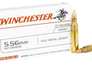 Winchester USA Brass 5.56 Ammo 62-Grain 20-Rounds FMJ