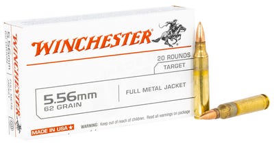 Winchester USA Brass 5.56 Ammo 62-Grain 20-Rounds FMJ