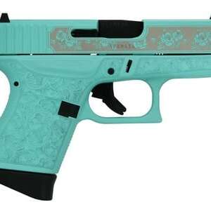Glock 43 Tiffany Blue 9mm 3.4" Barrel 6-Rounds Glock & Rose Engravings