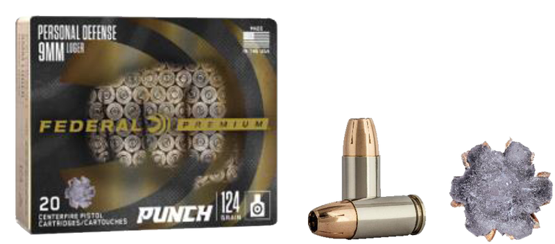 FEDERAL PREMIUM PUNCH ROUNDS BRASS 9MM 20-ROUNDS 124 GRAIN JHP