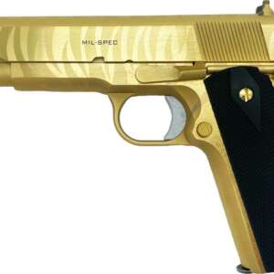 SPRINGFIELD ARMORY MIL-SPEC 24 CARAT GOLD TIGER STRIPE .45 ACP 5" BARREL 7-ROUNDS GRABAGUN EXCLUSIVE
