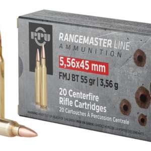 PPU RANGEMASTER BRASS 5.56 NATO 55-GRAIN 20-ROUNDS FMJBT