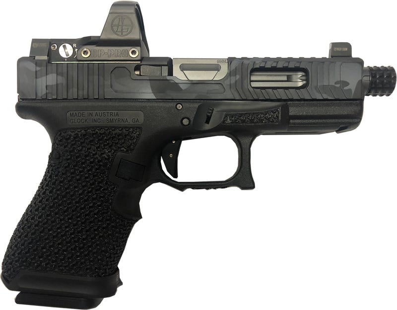 THE GUN CO LVL-1 CUSTOM GLOCK 19 URBAN BLACK / GREY CAMO 9MM 4.02-INCH 17RDS - WITH LEUPOLD DELTA POINT PRO