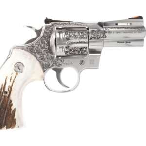 COLT FIREARMS PYTHON ENGRAVED STAINLESS .357 MAG 3" BARREL 6-ROUNDS W/ ELK STAG GRIPS