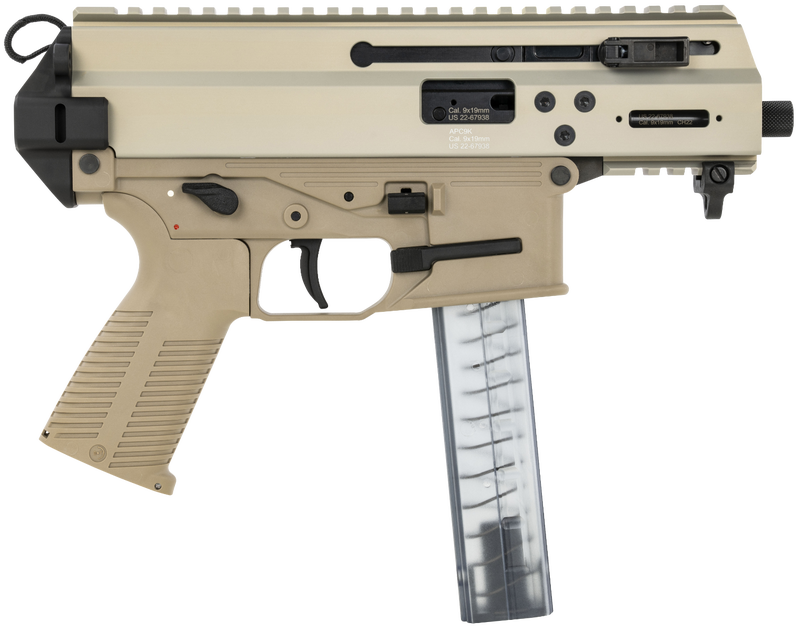 B&T APC9K Pro Coyote Tan 9mm 4.3" Barrel 30-Rounds Telescopic Brace Adapter - Image 3