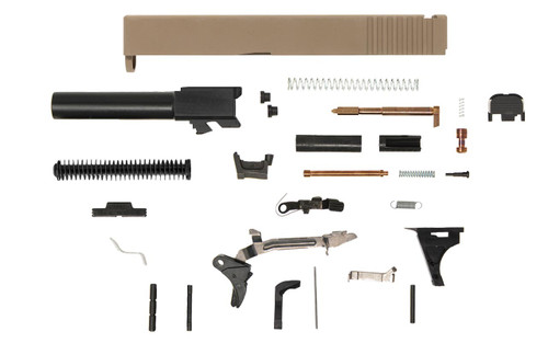 Glock® 19 Compatible Pistol Build Kit w/ FDE Rear Serrated Slide