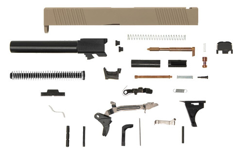 Glock® 17 Compatible Pistol Build Kit w/ FDE Front & Rear Serrated Slide