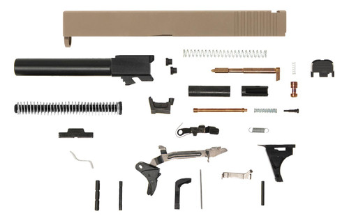 Glock® 17 Compatible Pistol Build Kit w/ FDE Rear Serrated Slide