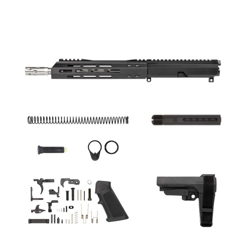 .223 Wylde AR 15 Pistol Kit - 10.5" Stainless Steel M4 Barrel, 1:7 Twist Rate with 9.5" M-Lok Handguard