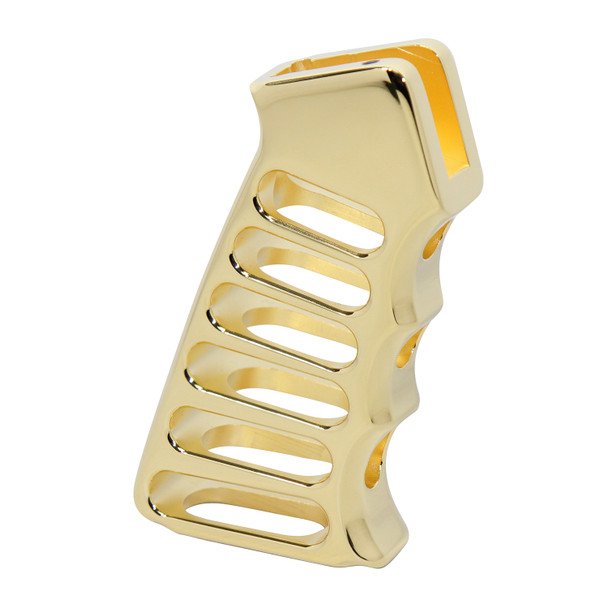 AR-15 gold pistol grip, firearm accessories, gun grips, AR-15 upgrades, gold plated gun parts