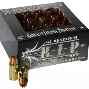 Glock Switch Compatible G2 Research R.I.P. 9mm Luger Ammunition - 92 Grain Fragmenting Hollow Point Lead-Free Box of 100 Rounds
