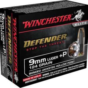 Winchester Defender 9mm Luger +P Ammo 124 Grain Winchester PDX1 Bonded Jacketed Hollow Point 200 rounds for sale