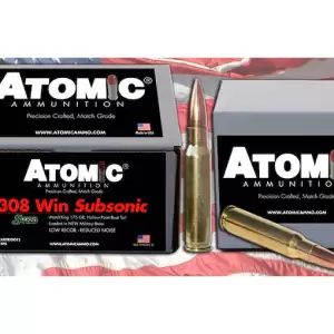 Atomic Ammunition Match Subsonic 308 Winchester Ammo 175 Grain Sierra MatchKing Jacketed Hollow Point Box of 100 for sale