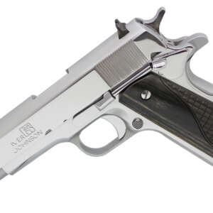 Iver Johnson 1911A1 38 Super 5″ Chrome Black Wood Grips - Machine Gun - California Gun Shop