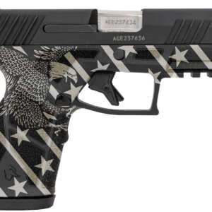 Taurus 1-GX2931-EN1 GX2  Compact Frame 9mm Luger 13+1 3.38″ Stainless Steel Barrel, Matte Black Serrated Alloy Steel Slide, Black w/Eagle, Stars & Stripes Polymer Frame w/Accessory Rail - Machine Gun - California Gun Shop