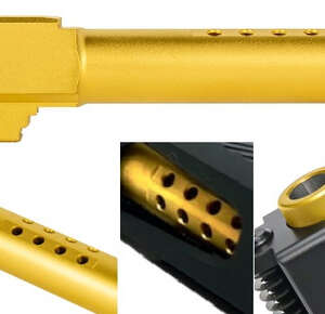 Fits Glock 19 9mm Ported Threaded Barrel in Gold - California Gun Shop
