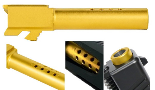 Fits Glock 19 9mm Ported Threaded Barrel in Gold Fits Glock 19 9mm Ported Threaded Barrel in Gold - Glock Barrels - California Gun Shop