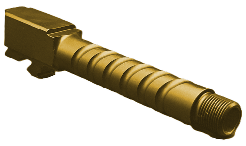 Fits Glock 19 9mm Morse Code Threaded Barrel in Gold Fits Glock 19 9mm Morse Code Threaded Barrel in Gold - Glock Barrels - California Gun Shop