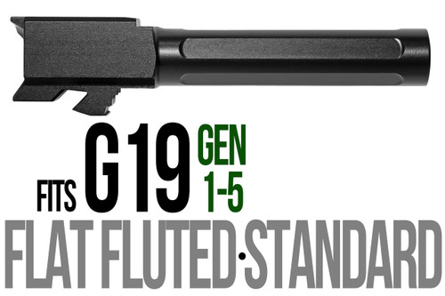 Fits Glock 19 9mm Match 5 Sided Flat Fluted Threaded Barrel Fits Glock 19 9mm Match 5 Sided Flat Fluted Threaded Barrel - Glock Barrels - California Gun Shop