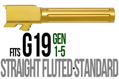 Fits Glock 19 9mm Match Golf Ball Dimpled Barrel in Gold Fits Glock 19 9mm Match Golf Ball Dimpled Barrel in Gold - Glock Barrels - California Gun Shop
