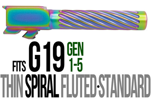 Fits Glock 19 9mm Match Thin Spiral Fluted Barrel Threaded in Radio Active Fits Glock 19 9mm Match Thin Spiral Fluted Barrel Threaded in Radio Active - Glock Barrels - California Gun Shop