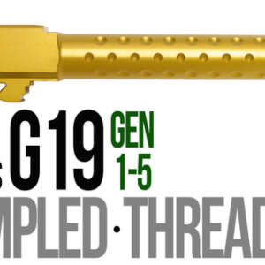 Fits Glock 19 9mm Match 5 Sided Flat Fluted Barrel Threaded in Gold - Glock Barrels - California Gun Shop