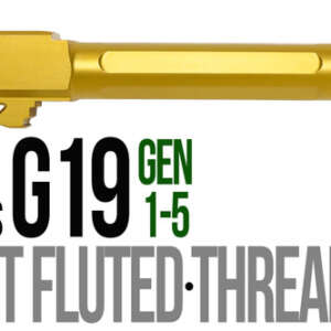 Fits Glock 19 9mm Match Straight Fluted Barrel Threaded in Gold - Glock Barrels - California Gun Shop
