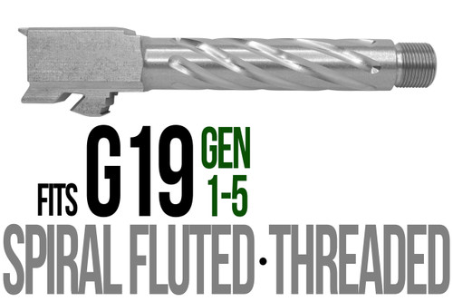 Fits Glock 19 9mm Match Thick Spiral Fluted Barrel Naked Stainless Steel Fits Glock 19 9mm Match Thick Spiral Fluted Barrel Naked Stainless Steel - Glock Barrels - California Gun Shop